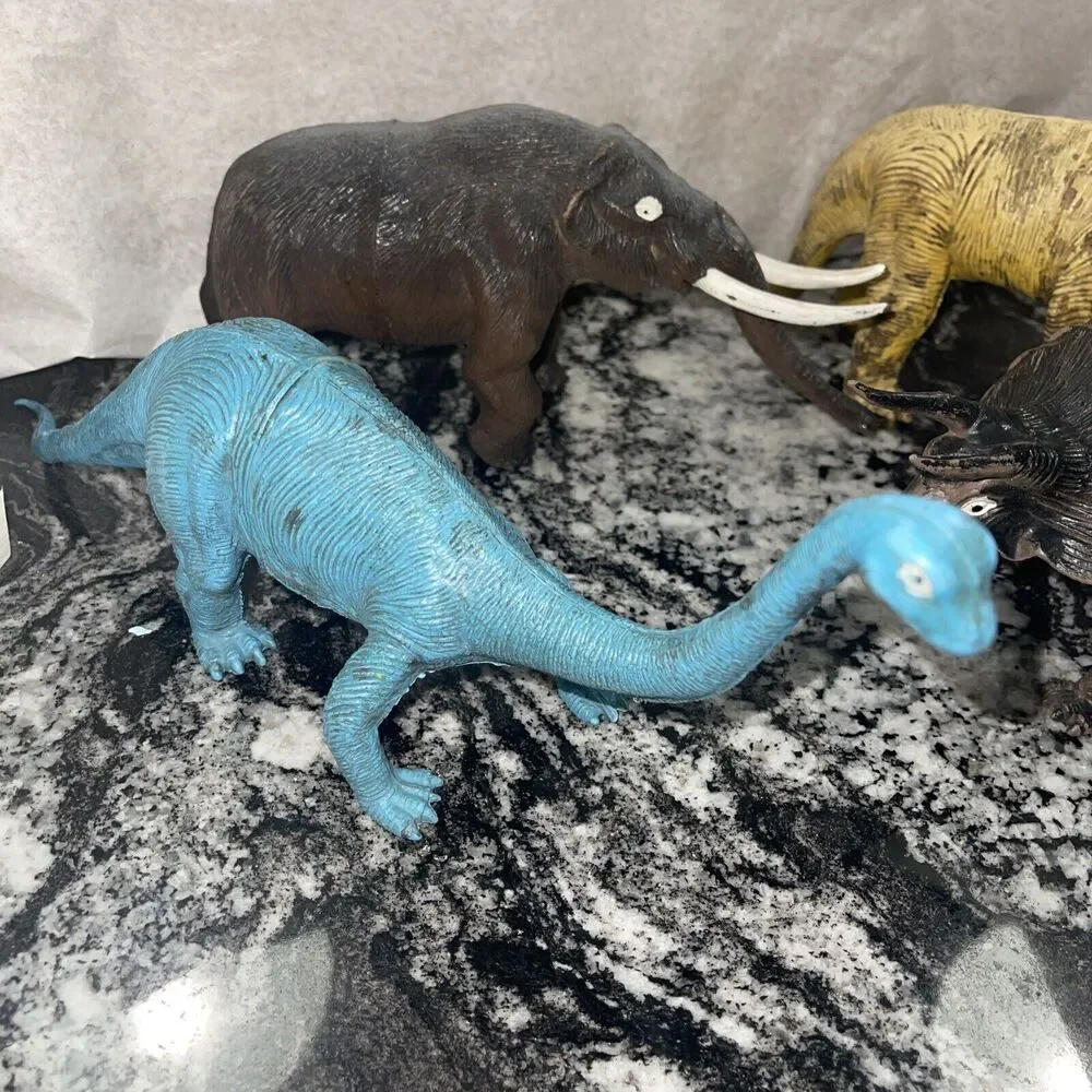 IMPERIAL Vintage 1985 Colorful Rubber Dinosaur Figures Retro 80s Toys Lot of 4